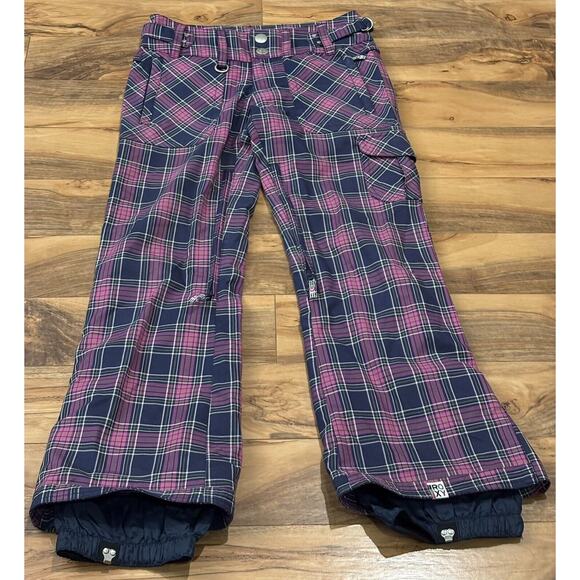 READ Roxy Limited Edition 5000 Plaid Snowboard Pants Women’s XS Blue Pink - Picture 1 of 13